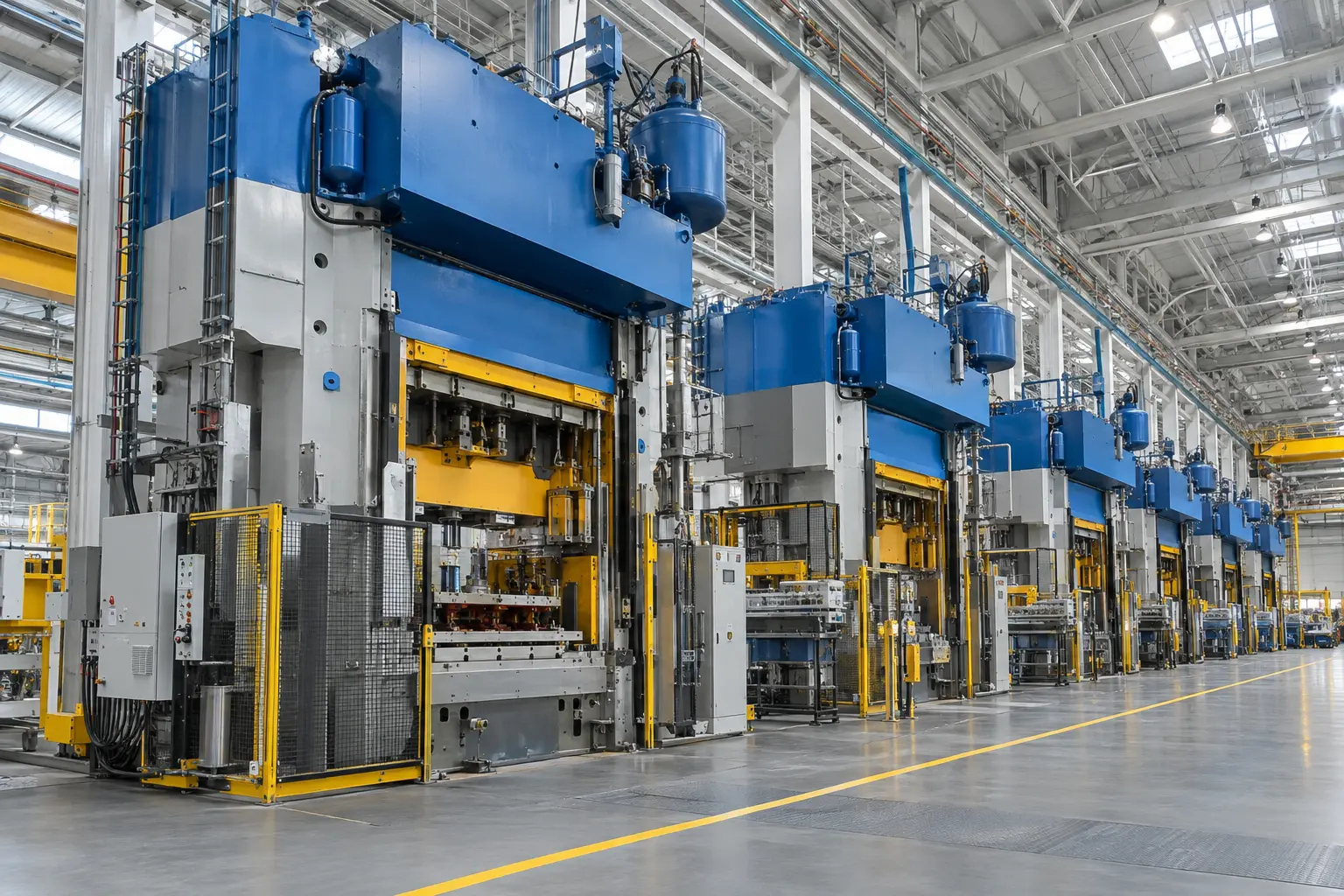 Línea moderna de prensas industriales